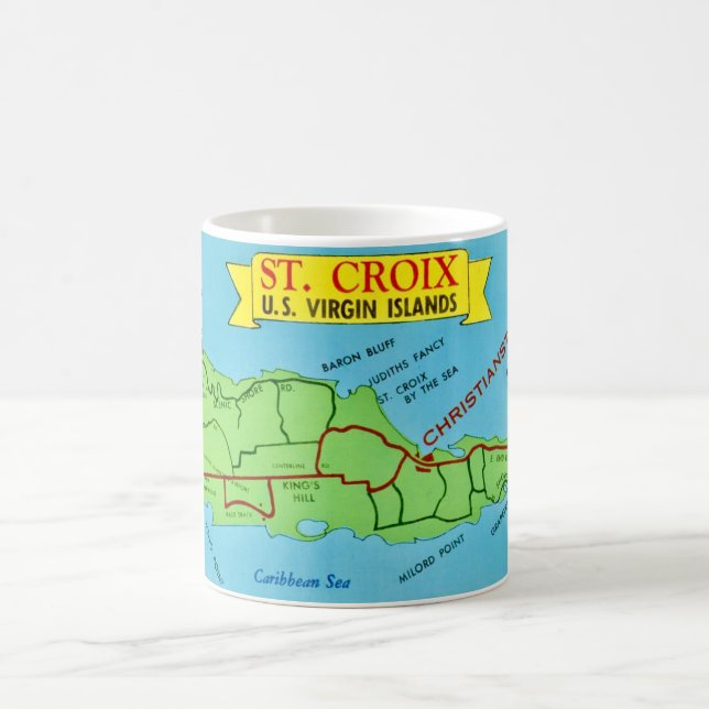 Café Postal de Mapa de St Croix Taza Azul (Centro)