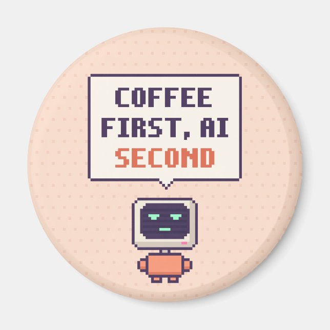 Café Primero, AI Segundo Imán de Pixel de AI Diver (Frente)