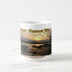 Café Puesta de sol sobre la bahía Fair Haven NY - Taza