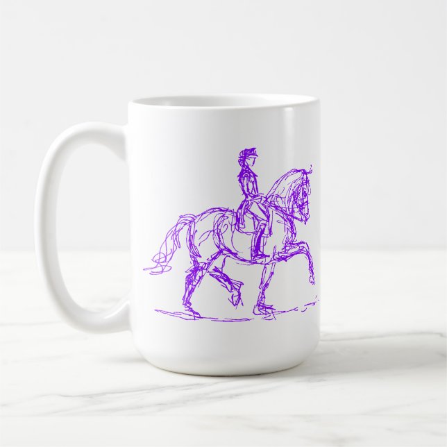 Café Púrpura de la taza del caballo del Dressage (Izquierda)