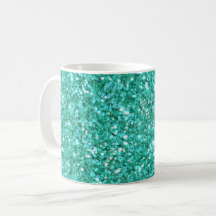 Café purpurina espumoso verde azulado patrón taza de ca
