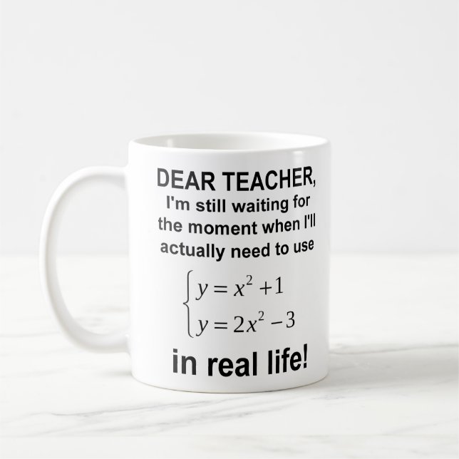 Café Querido Profesor Matemáticas de la Vida Real Taza  (Izquierda)