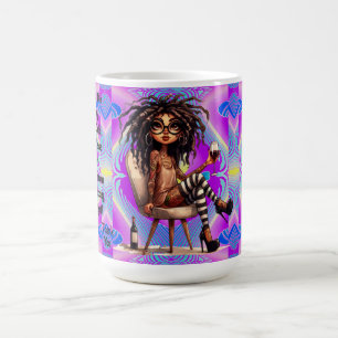Café Quirky Lady Tattoos y la taza de luz de vino