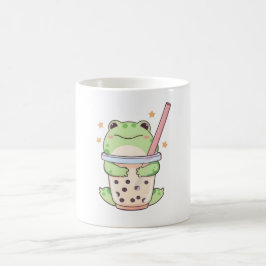 Café Rana Kawaii Chibi Abrazando Taza de Bubble Tea