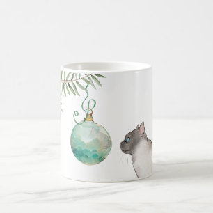 Café Reflexión sobre el gato en una taza de Navidades d