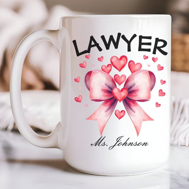 Café Regalo de abogado personalizado, taza de abogado d (personalized lawyer gift, lawyer Valentine’s mug, coquette bow mug, custom name mug, attorney gift)
