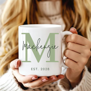 Café Regalo de Boda: Taza Verde Salvia Minimalista Pers