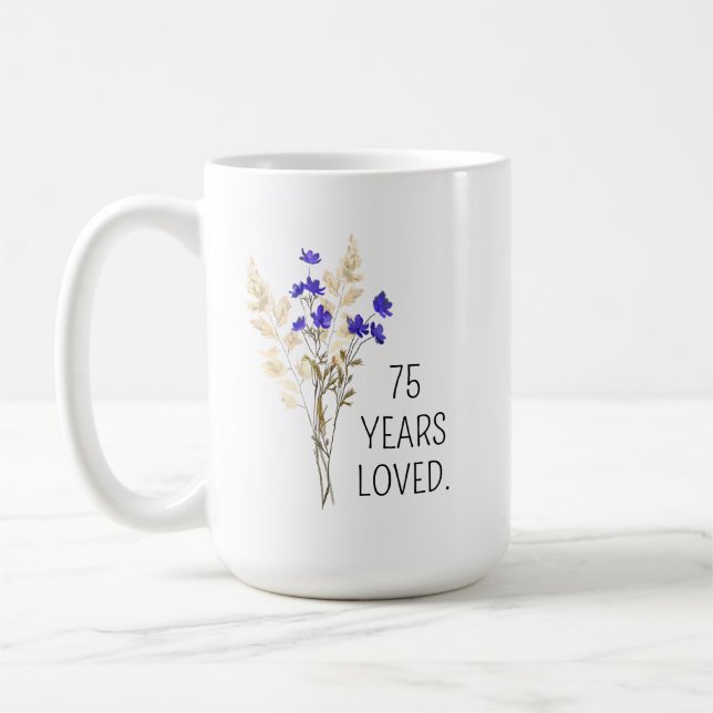 Café Regalo de cumpleaños 75 para mujeres, Taza de cump (Izquierda)