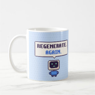 Café Regenerar. De nuevo. Taza de píxeles divertida de 