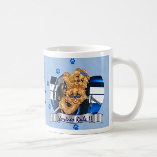 Café ¡Regla de Yorkies!! Taza de la mamá de Pawprint #1