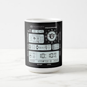 Café Reloj digital Cyberpunk para taza de tecnología - 
