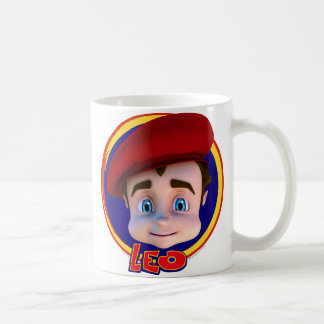 Café Retrato de Leo con la taza del logotipo