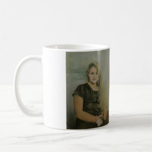 Café Retrato de un joven Chica con una taza de flores b
