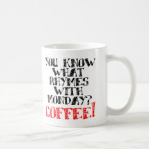 Café Rima Con Lunes Taza Divertida o Taza de Viaje