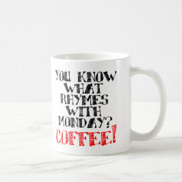 Café Rima Con Lunes Taza Divertida o Taza de Viaje
