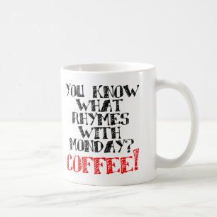 Café Rima Con Lunes Taza Divertida o Taza de Viaje