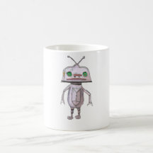 Robot gris taza blanca clásica de 11 onzas