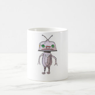 Café Robot gris taza blanca clásica de 11 onzas