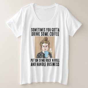 CAFÉ, ROCK N ROLL, MÁS CAMISETAS DE TAMAÑO