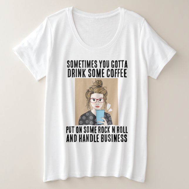 CAFÉ, ROCK N ROLL, MÁS CAMISETAS DE TAMAÑO (Anverso del diseño)