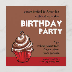 Café Rojo Café Café café Invitación al cumpleaños