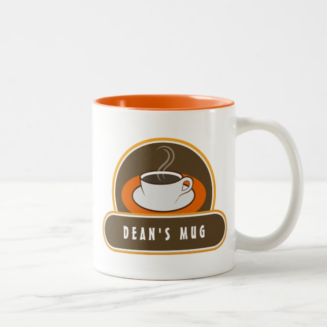 Café Rompe café Copa Naranja Blanco Cafe Mugs (Derecha)