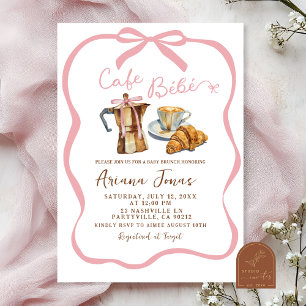 Café rosa Bébé Chica Baby Brunch Invitación a la d