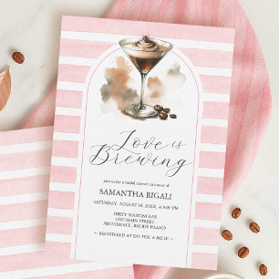 Café rosa Martini Invitaciones a ducha de novias