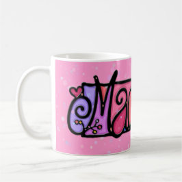 Café Rosa pintado personalizado de la taza MADELYN +