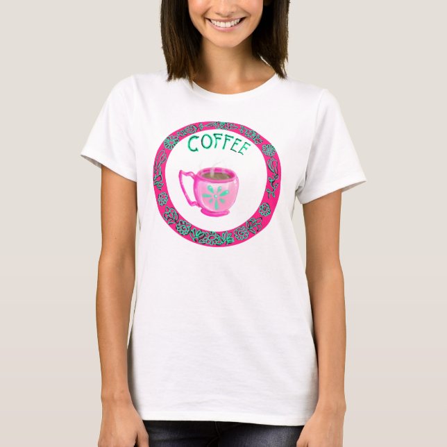 Café rosa y de Aqua Mug camiseta suelta para el am (Anverso)