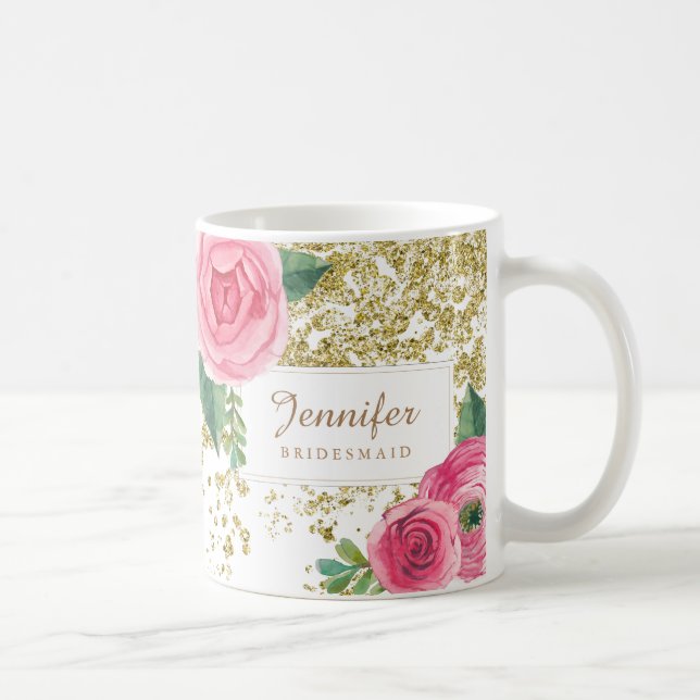 Café Rosas hermosos de Acuarela con la taza del (Derecha)