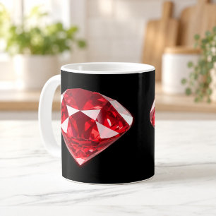 Café Rubí de Diamante Rojo Piedra Preciosa Lujo Taza Ne