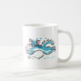 Café saltos felices del gato del agua de la taza de