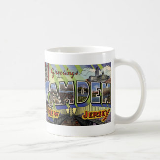 Café Saludos de Camden, taza de la postal del vintage