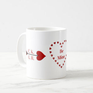 Café ¡Sé Mía! Corazones Flecha de Cupido Iniciales Taza
