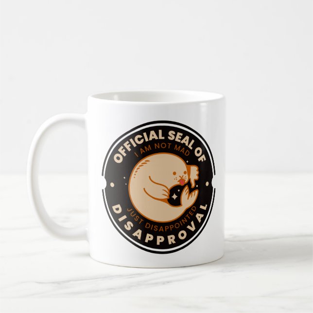 Café Sello Oficial de Desaprobación Taza Divertida Clás (Izquierda)