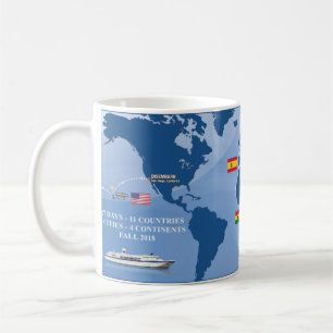 Café Semestre en la taza de la caída 2018 del mar