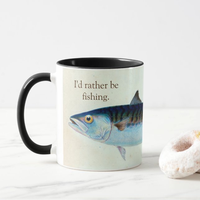 Café Sería bastante taza de la pesca de la caballa (Con donut)