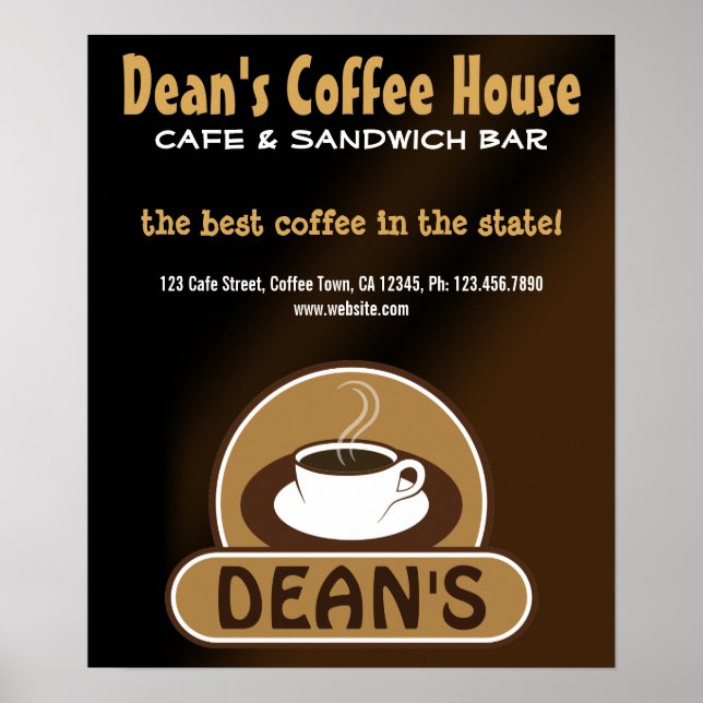 Cafe Shop Personalizado Posters de Marketing (Frente)