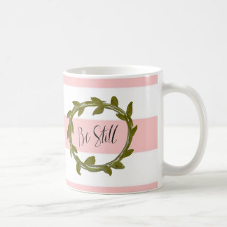Café "Siga siendo" taza rosada y blanca de la raya
