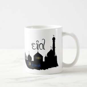 Café Silueta de la mezquita de Eid Mubarak - taza