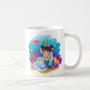 Café Sirena bajo la taza del mar para chicas de playa
