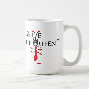 Café Sirva la taza roja y negra de la reina de la