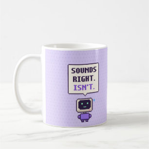 Café Suena bien. No lo es. Taza de píxeles de IA divert