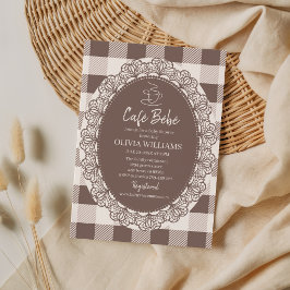 Cafe Taupe Rústico Invitación de Baby Shower con M