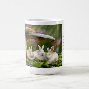 Café taza 15oz: Conejos en setas de los conejos del