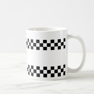 Café Taza a cuadros del blanco del negro de los