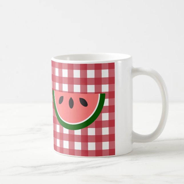 Café Taza a cuadros roja de la sandía (Derecha)