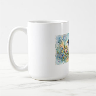 Café Taza abstracta caprichosa de cuervo con acuarela