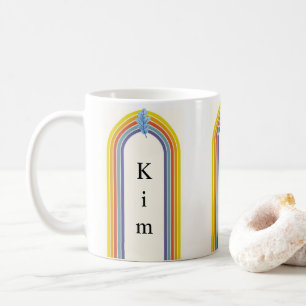 Café Taza abstracta de arcoíris de franja naranja y ama